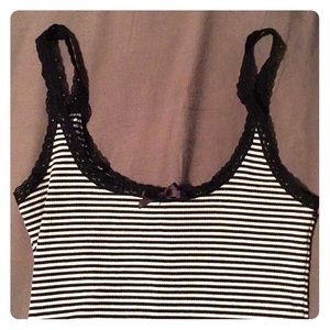 Forever 21 black and white lace striped camisole